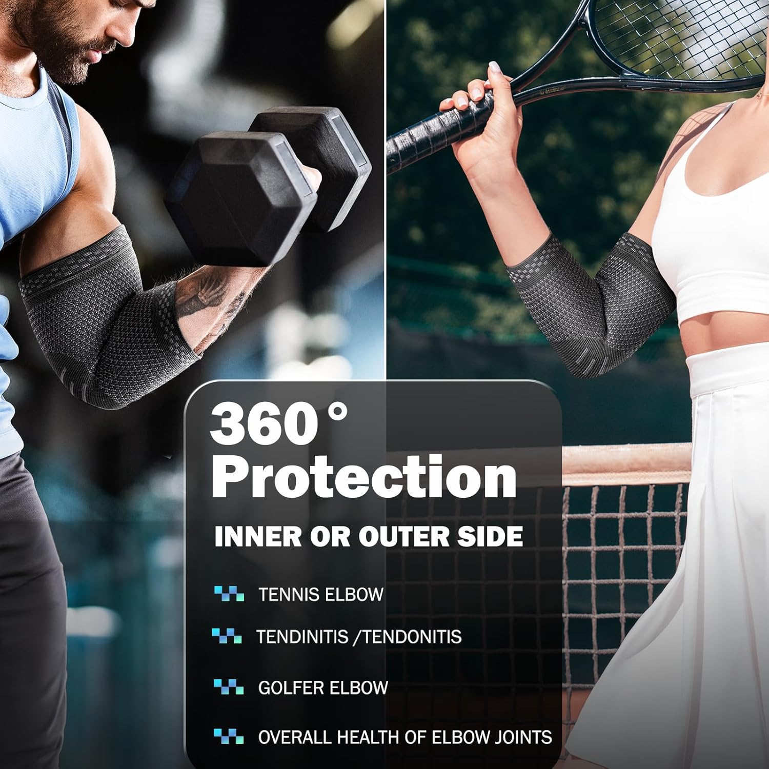 POWERLIX Elbow Compression Brace Sleeve for Tennis Elbow, Bursitis & Tendonitis

