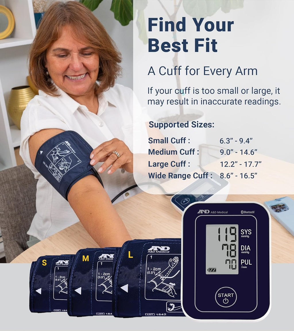 A&D Medical UA-651BLE Upper Arm Blood Pressure System with Wide-Range Cuff

