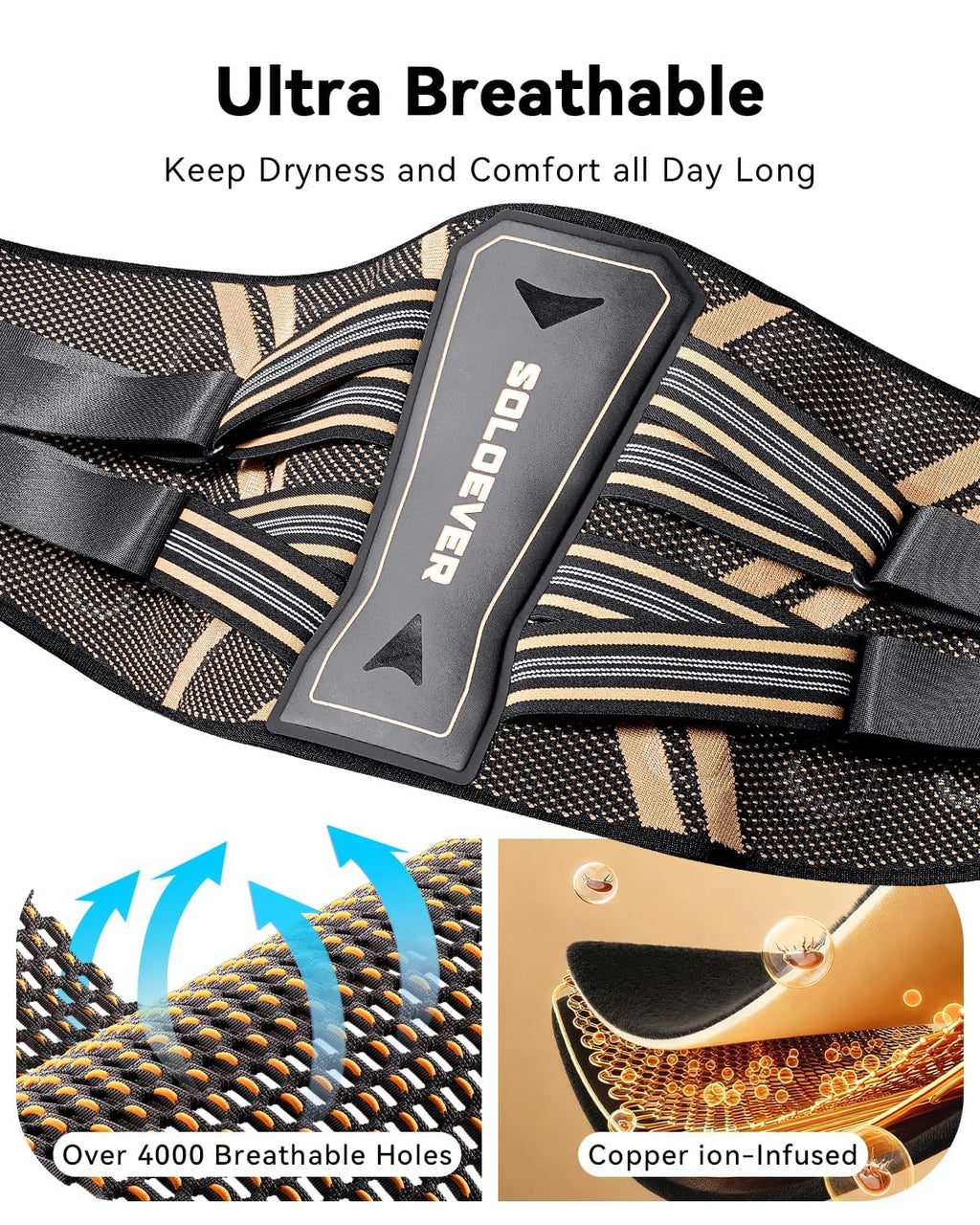 Ultra-Breathable Lumbar Support Belt with Copper Infused Bionic Brace for Sciatica


