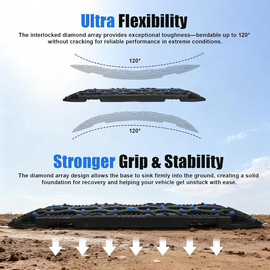 Off-Road Traction Boards with Jack Base, Recovery Tracks for 4x4 Trucks and SUVs

