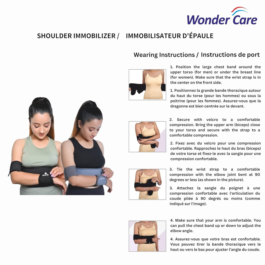 Wonder Care Shoulder Immobilizer Sling Elastic Brace for Clavicle & Rotator Cuff

