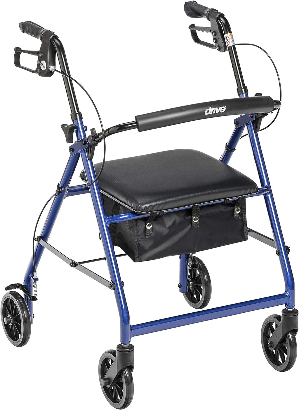 Drive Medical Aluminum Rollator Walker, Fold-Up Padded Seat, 6 in Wheels

