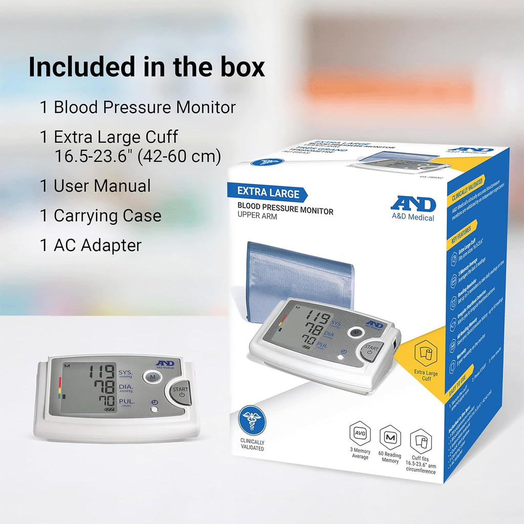 A&D Medical Upper Arm Blood Pressure Monitor for Home Use, Digital BP Machine

