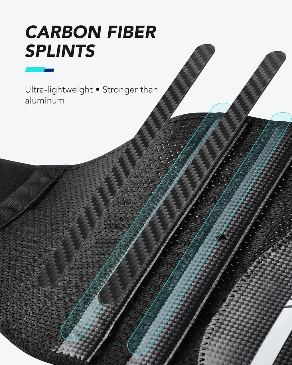 Fitomo Carbon Fiber Back Brace for Lower Back Pain Relief, Breathable Air Mesh Support

