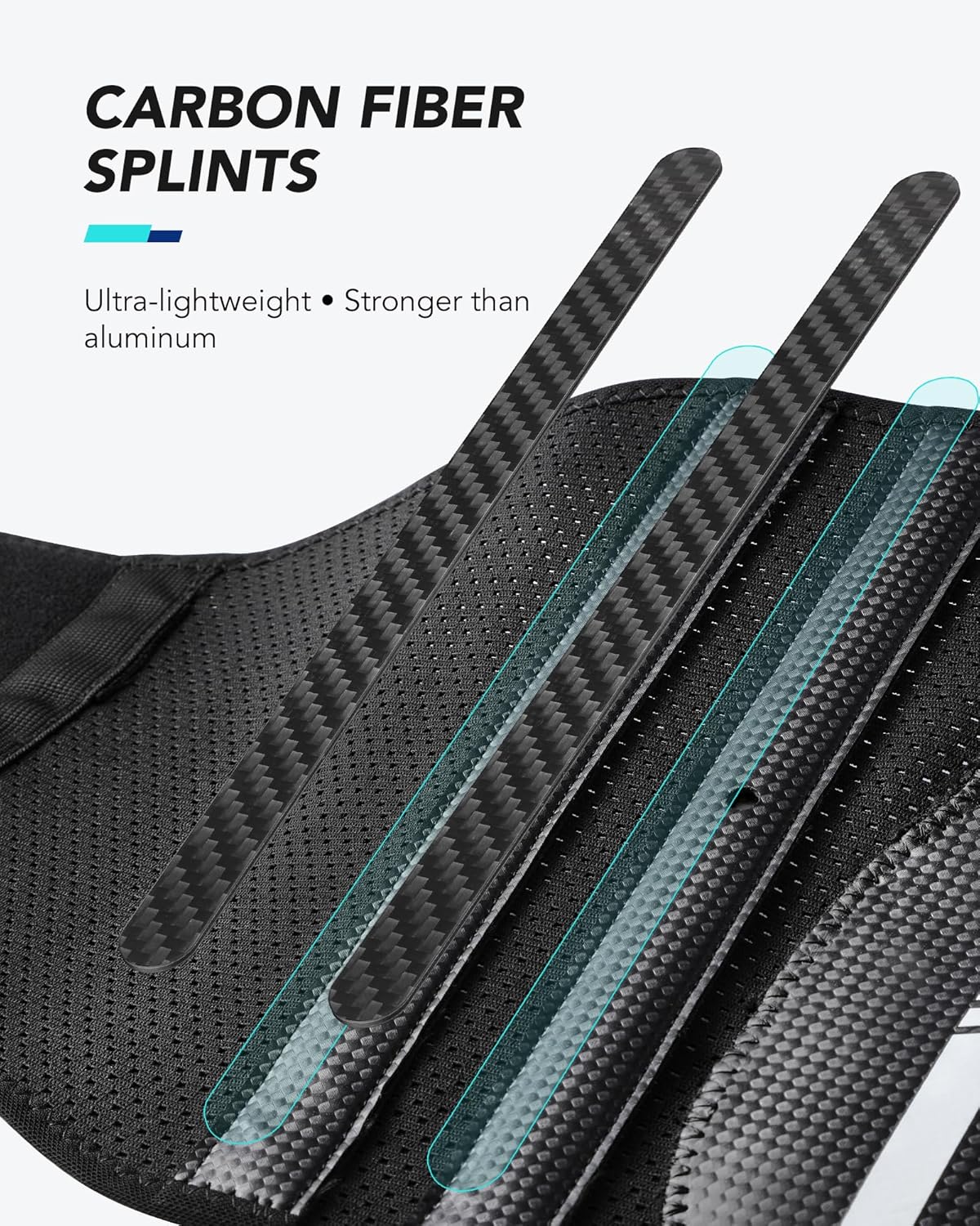 Fitomo Carbon Fiber Back Brace for Lower Back Pain Relief, Breathable Air Mesh Support

