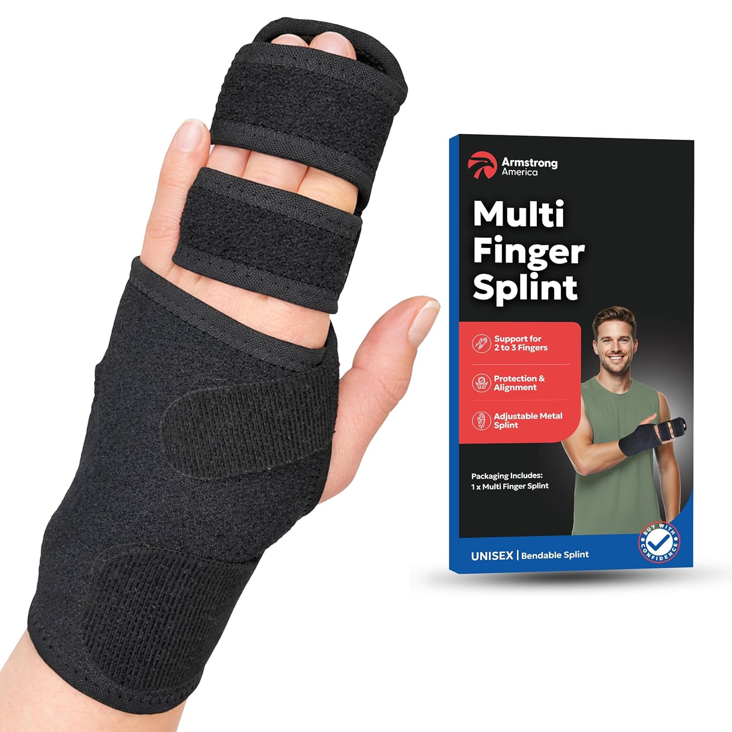 Armstrong America Trigger Finger Splint Finger Brace with Metal Straightener Support

