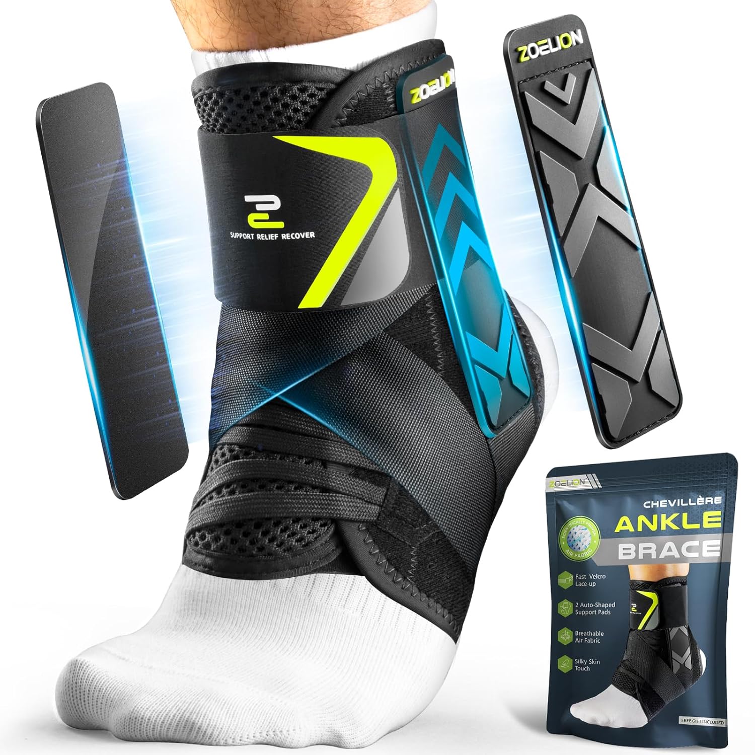 ZOELION Auto-Adaptive Ankle Brace with Flex Support and Hook-and-Loop Closure

