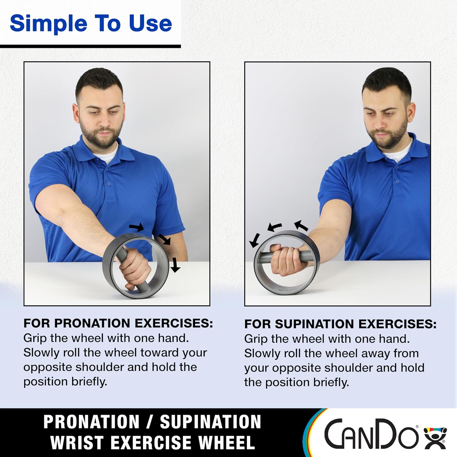 CanDo Pronation Supination Wrist Exercise Wheel for Forearm Rehab

