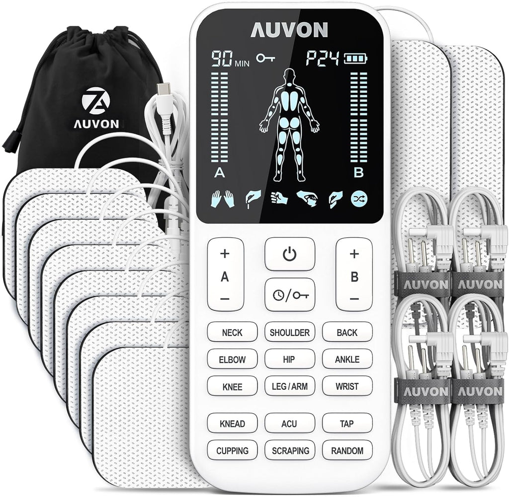 AUVON TENS EMS Muscle Stimulator 4-Output Electric Pain Relief Massager

