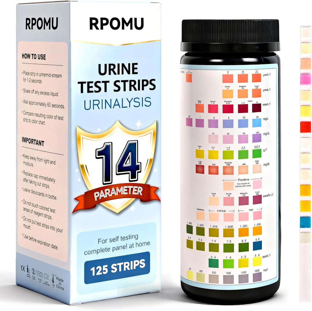 Urinalysis Test Strips 14-Parameter, 125 Count for UTI & Urine Testing

