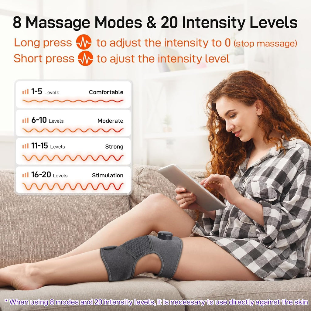 GOBOK Cordless Knee Massager with Heat, 5 Levels, Type-C Rechargeable

