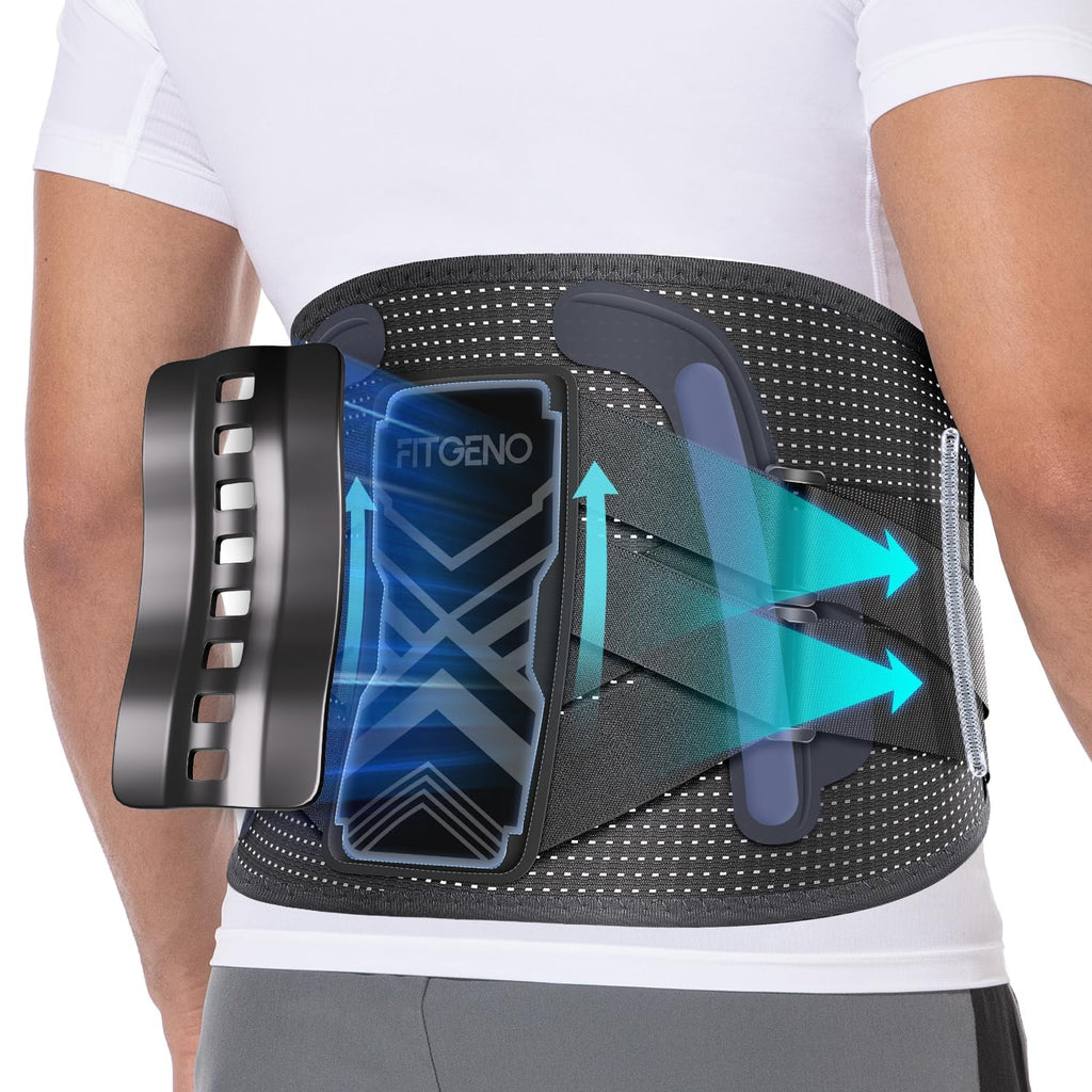 Fit Geno Back Brace for Lower Back Pain Relief, Adjustable Lumbar Support Belt

