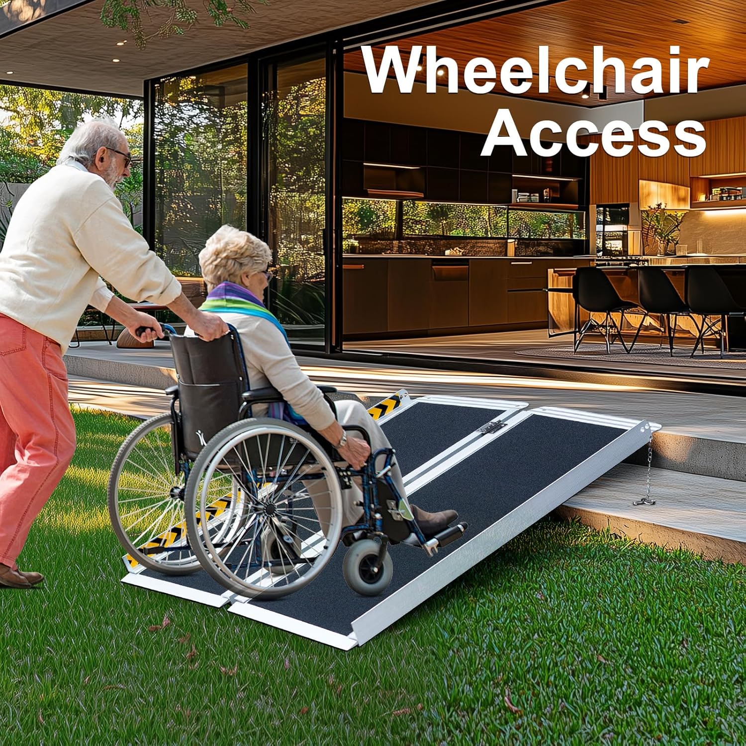 Portable Wheelchair Ramp No-Slip Aluminum Folding Handicap Ramp 800 lbs Capacity

