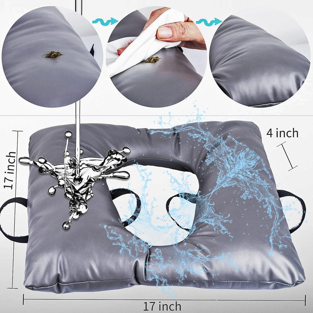 MINIVON Bedside Commode Cushion 17 x 17 in, Soft Foam Seat Pad w/ Fixing Straps

