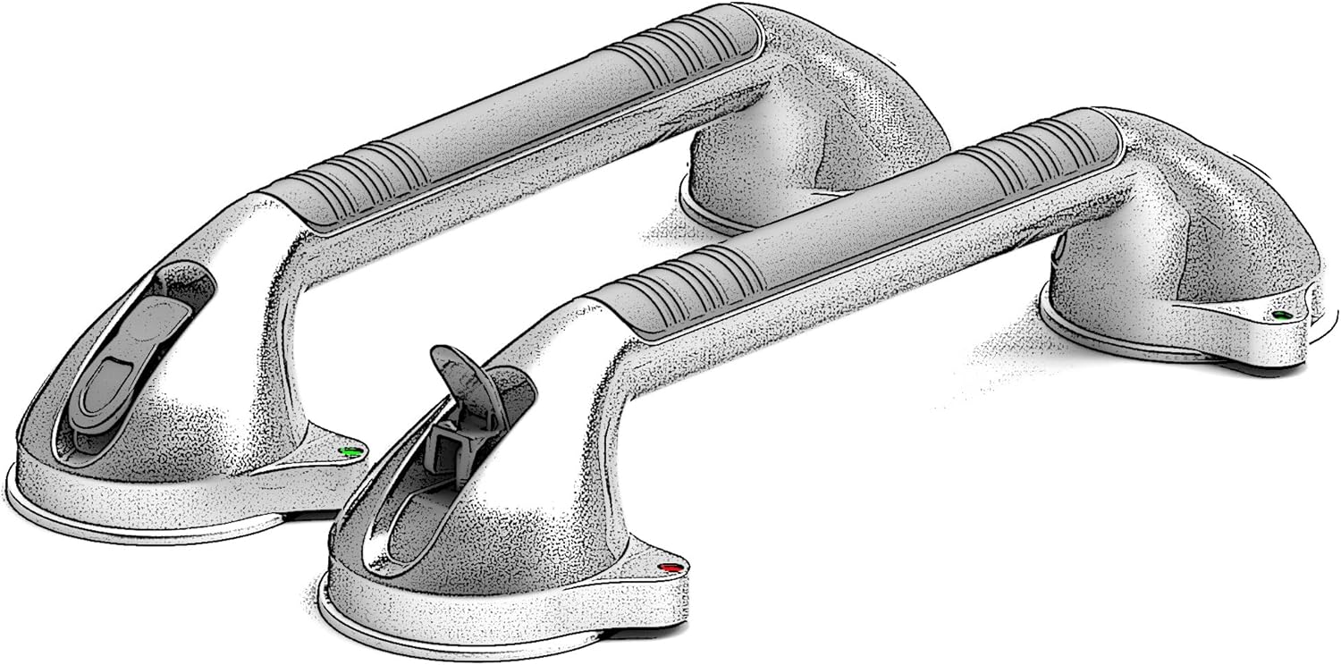 Suction Bath Grab Bar with Safety Indicators, Balance Assist Shower Handle

