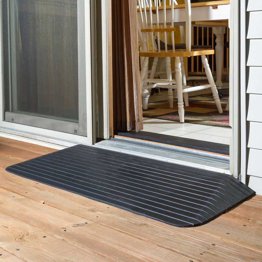 Silver Spring Solid Rubber Threshold Ramp for Wheelchairs, 1500 lb Capacity


