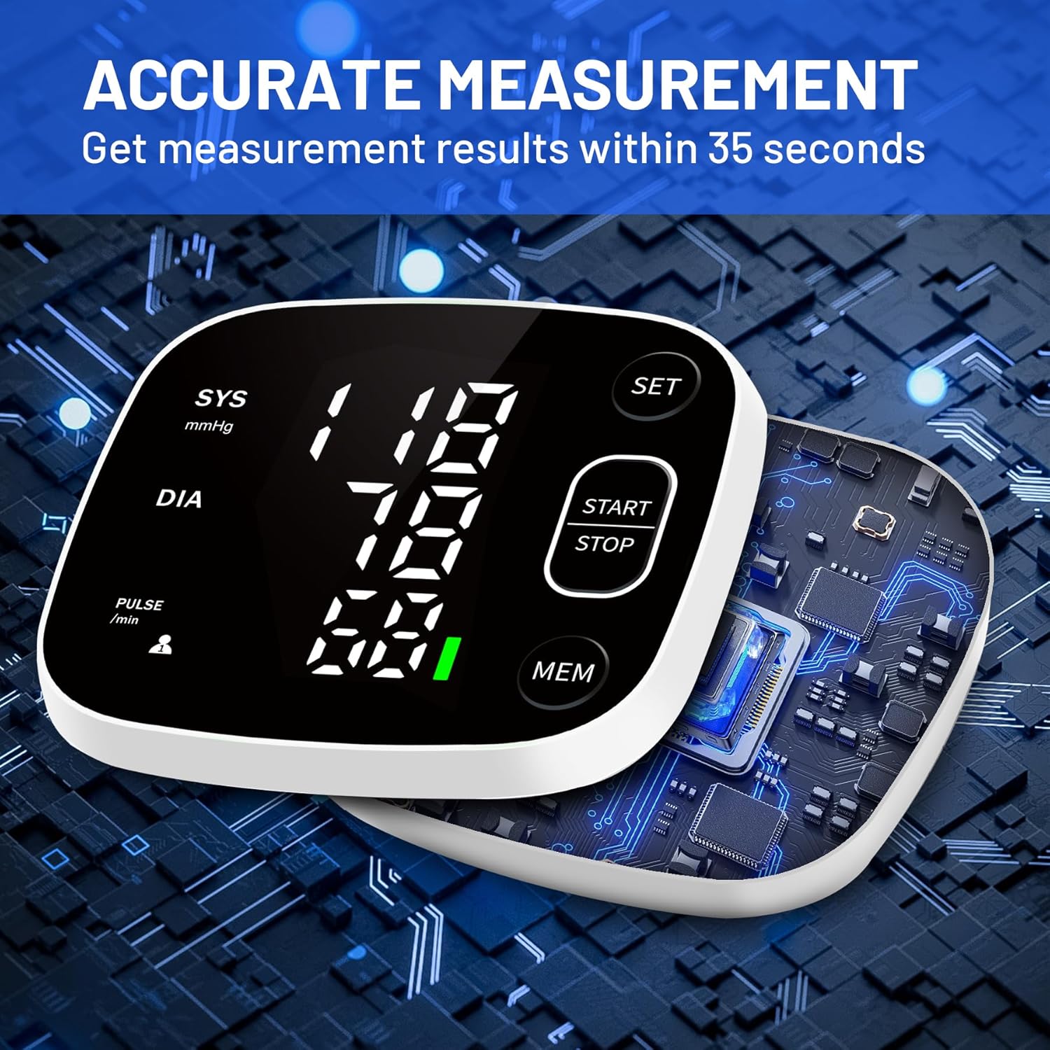 Rechargeable Wrist Blood Pressure Monitor for Home Use, Adjustable Cuff, Voice, 2 Users

