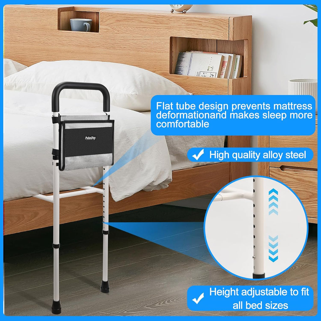 Height-Adjustable Bed Rails for Seniors with Safety Grip and Support Feet

