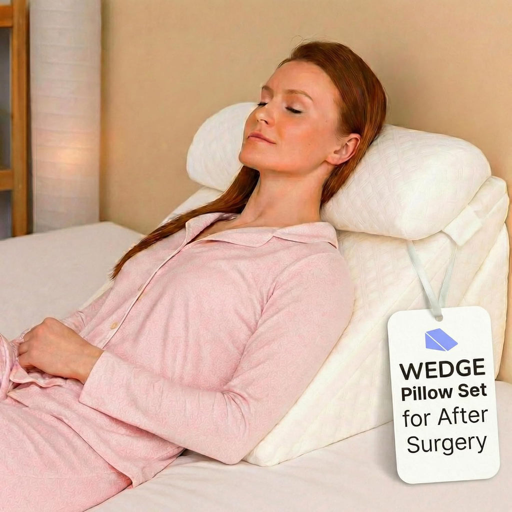 Flexicomfort Wedge Pillow Set for After Surgery, Adjustable Head Support Memory Foam

