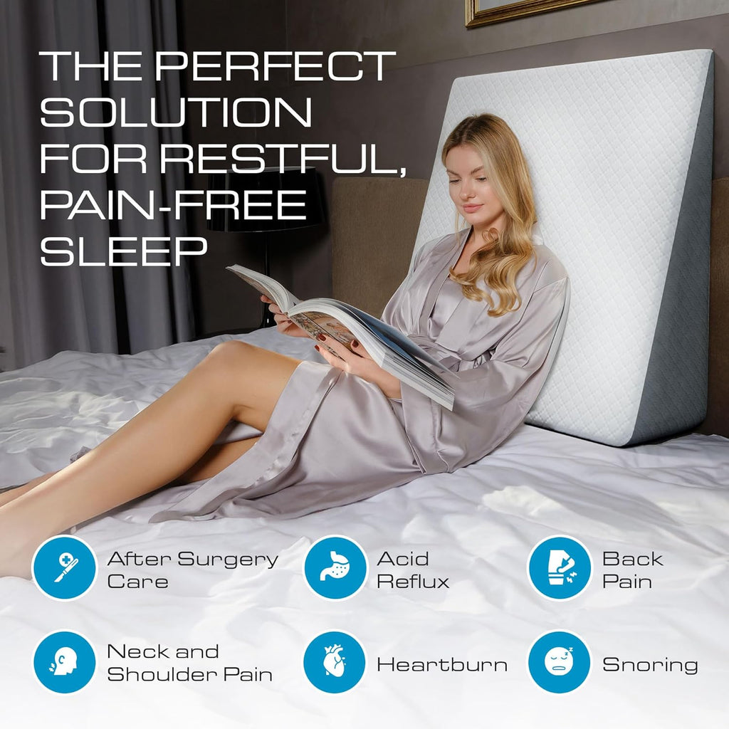 Kolbs Wedge Memory Foam Pillow with Jacquard Cover for Acid Reflux GERD

