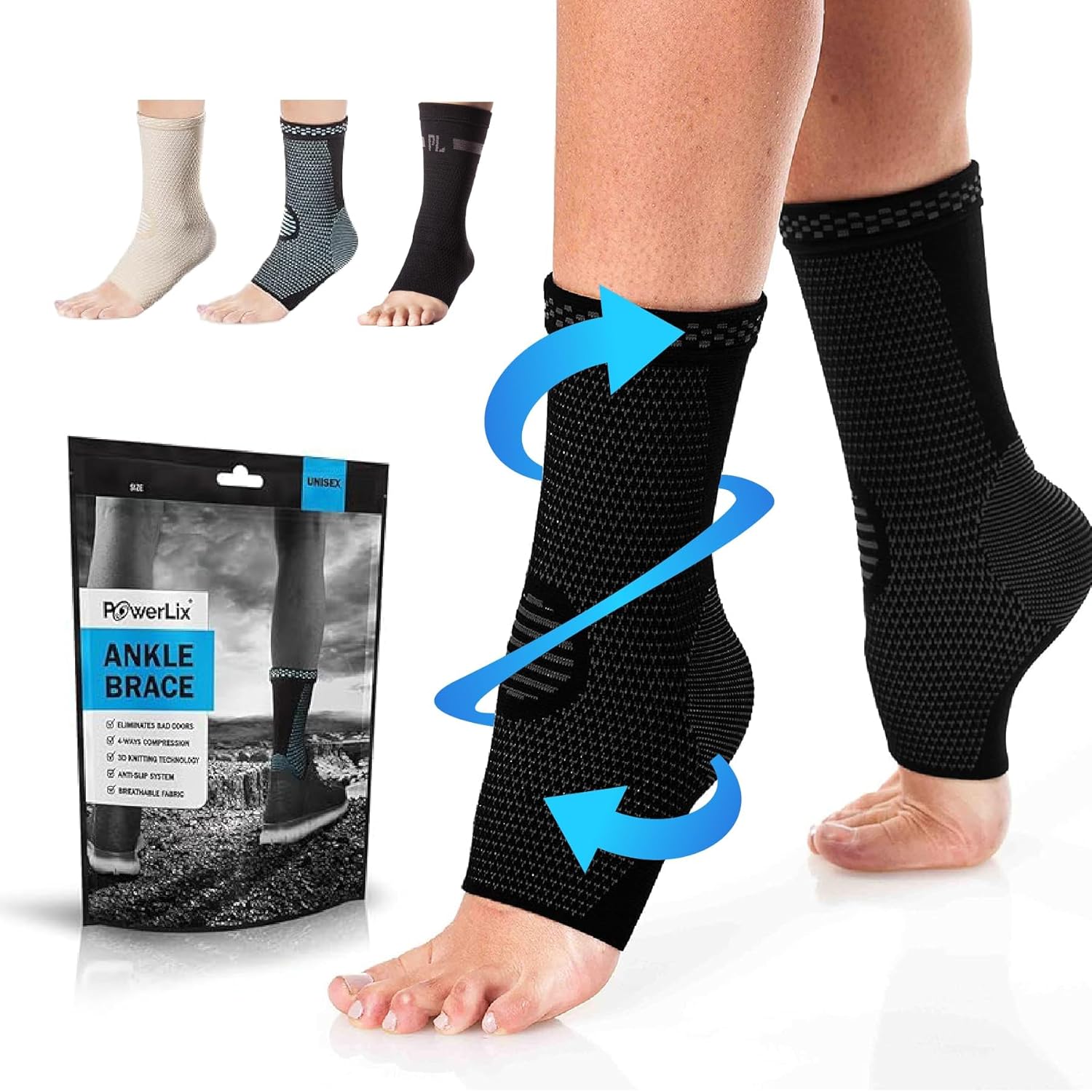 POWERLIX Legs Orthopedic Compression Support Sleeve for Swelling and Sprains (Pair)

