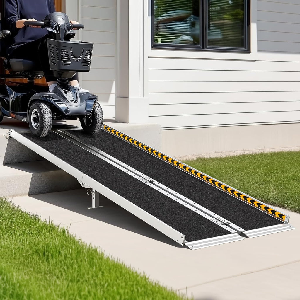 gardhom Wheelchair Ramp Foldable Aluminum Anti-Slip for Home Steps Threshold Doorways

