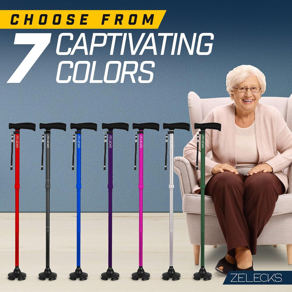 ZELECKS Walking Cane for Women and Men, Adjustable Folding Cane with T Handle

