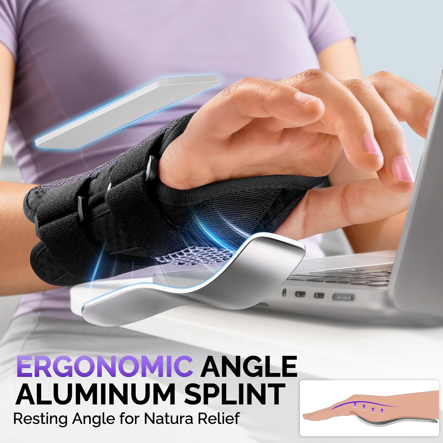 FEATOL Wrist Brace Ergonomic Wrist Splint Breathable Support for Carpal Tunnel

