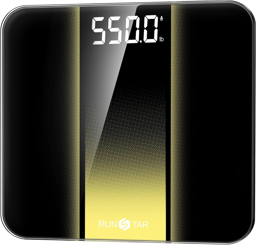RunStar Digital Bathroom Scale Extra Wide Tempered Glass 550 lb LED Display

