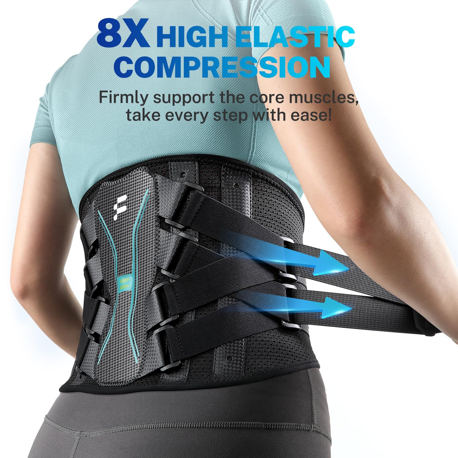 Fitomo Back Brace for Women Men, 3D Lumbar Support, Carbon Fiber Splints Air Mesh


