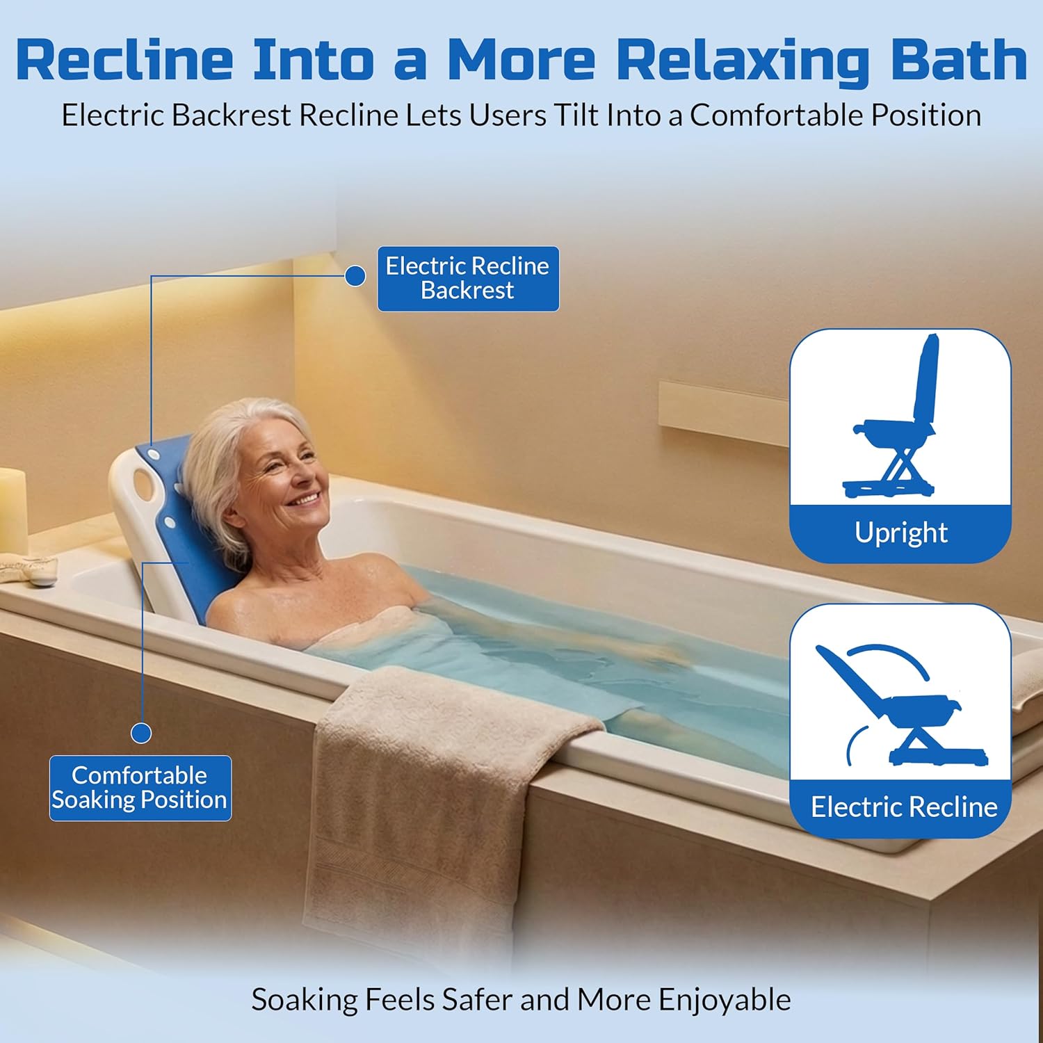 Platinum Health Tranquilo Electric Bath Lift with Rotating Padded Seat, 300 lb

