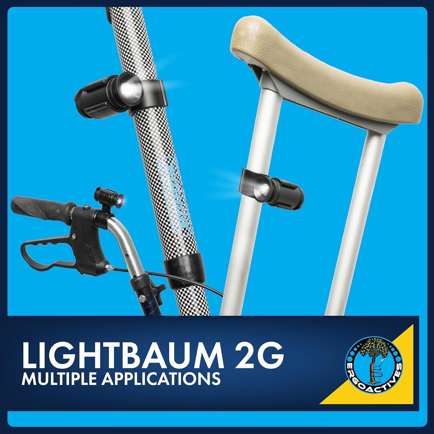 LightBaum 2G LED Clip-On Flashlight for Cane, Crutch, Walker, Wheelchair

