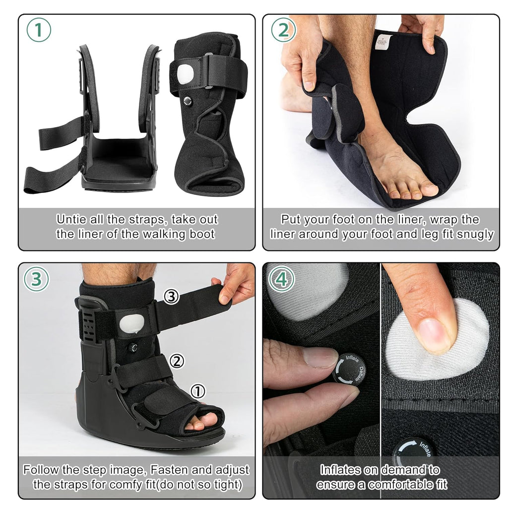 Jewlri Air Fracture Walking Boot with Rocker Sole, Ankle Support Brace

