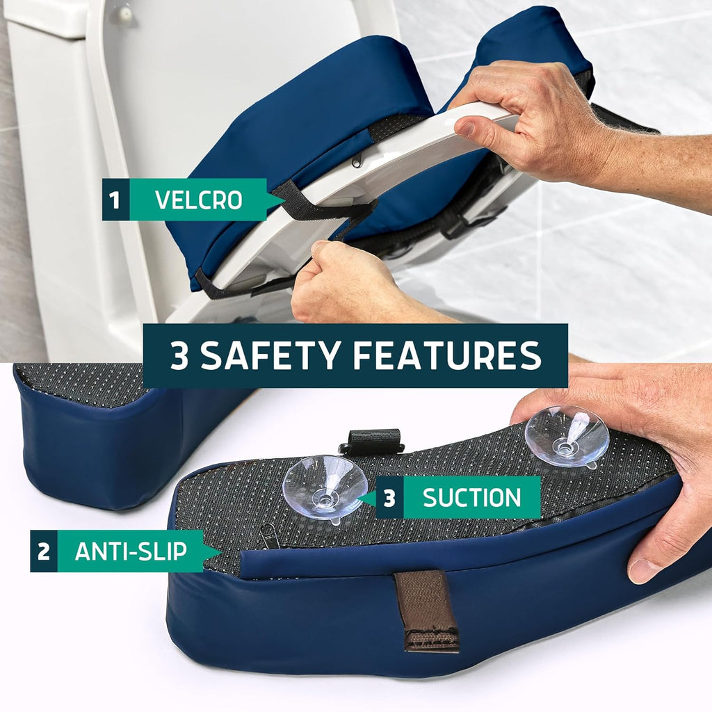 Lunderg Padded Toilet Seat Riser for Seniors, Firm High-Density Foam, Universal Fit

