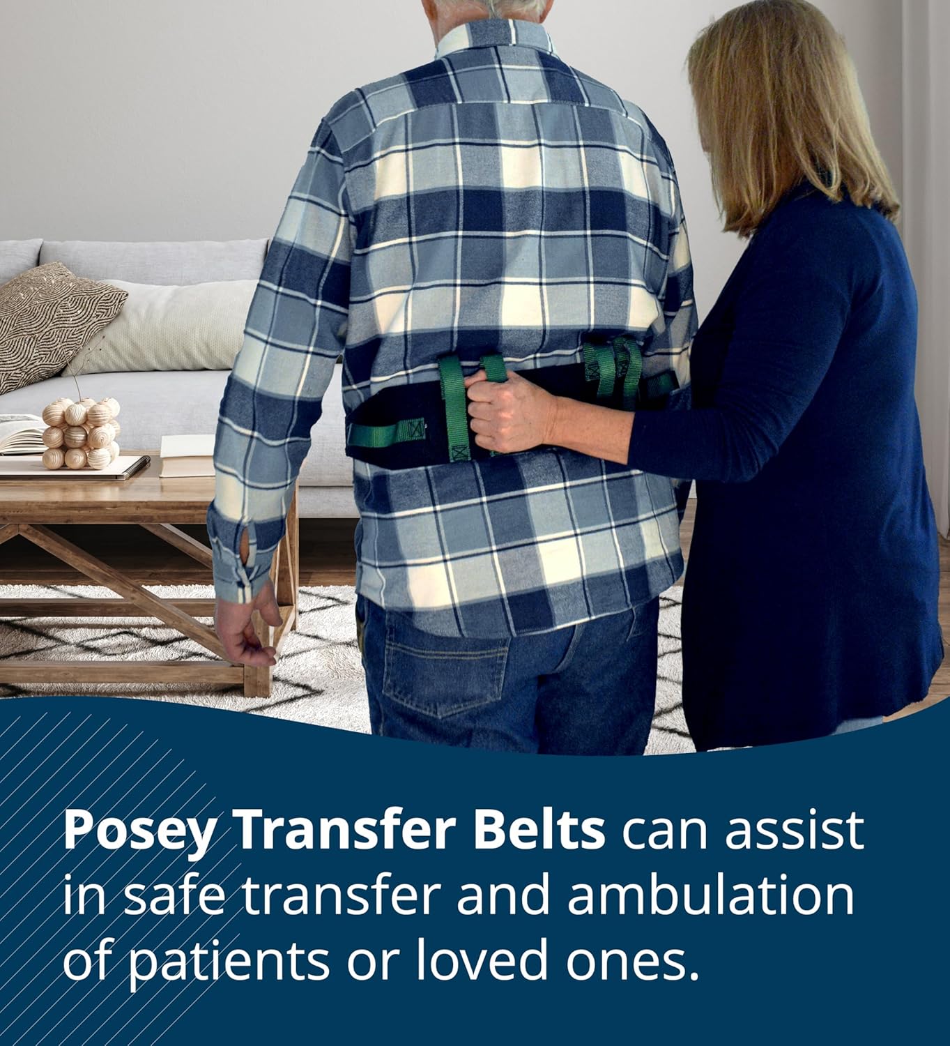 Posey 6537Q Transfer Belt with Handles, Soft Nylon Gait and Walking Belt

