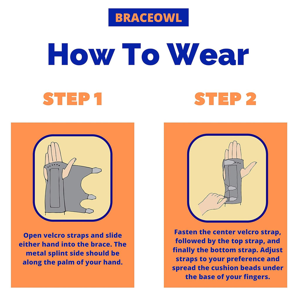 BRACEOWL Adjustable Carpal Tunnel Wrist Brace Night Splint for Pain Relief

