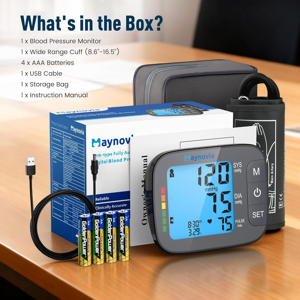 Automatic Upper Arm Blood Pressure Monitor with Backlit LCD and Irregular Heartbeat

