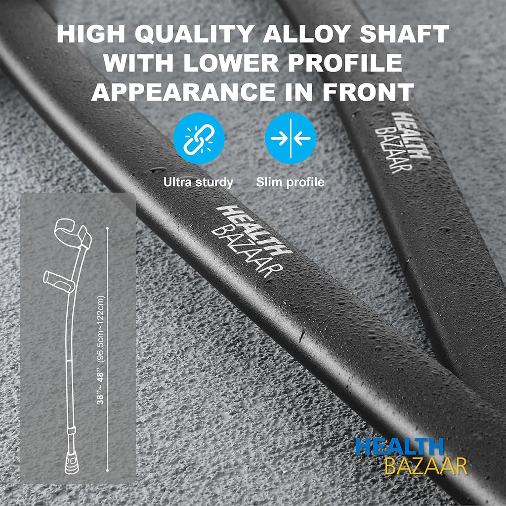 HEALTHBAZAAR Foldable Height-Adjustable Forearm Crutches for Adults, Slip-Resistant Tips

