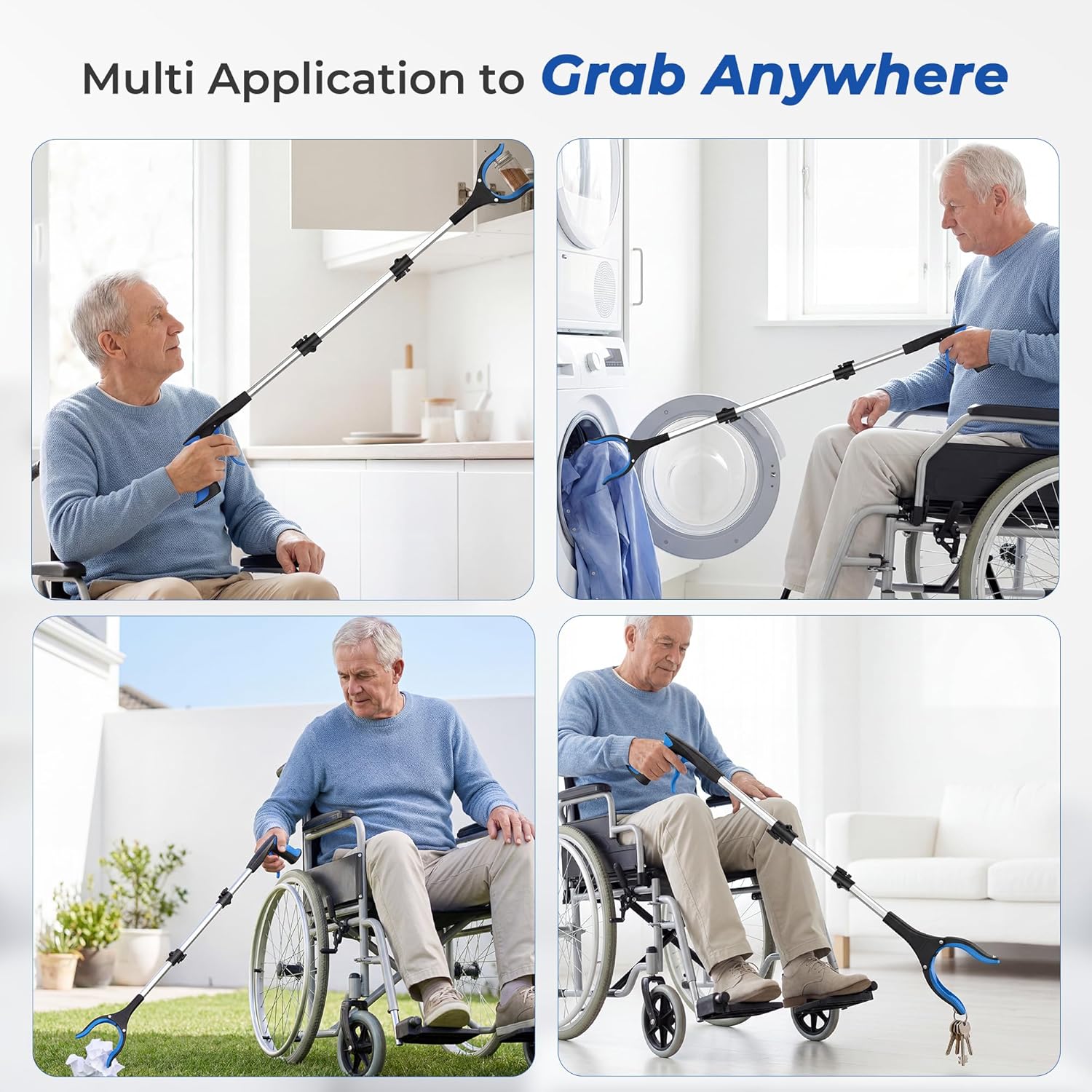 Magnetic Grabber Reacher Tool for Seniors, Foldable Heavy Duty Pickup Trash Picker

