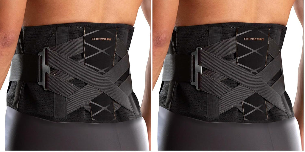 Copper Fit X-Back Adjustable Lumbar Support Brace for Lower Back Pain, Unisex
