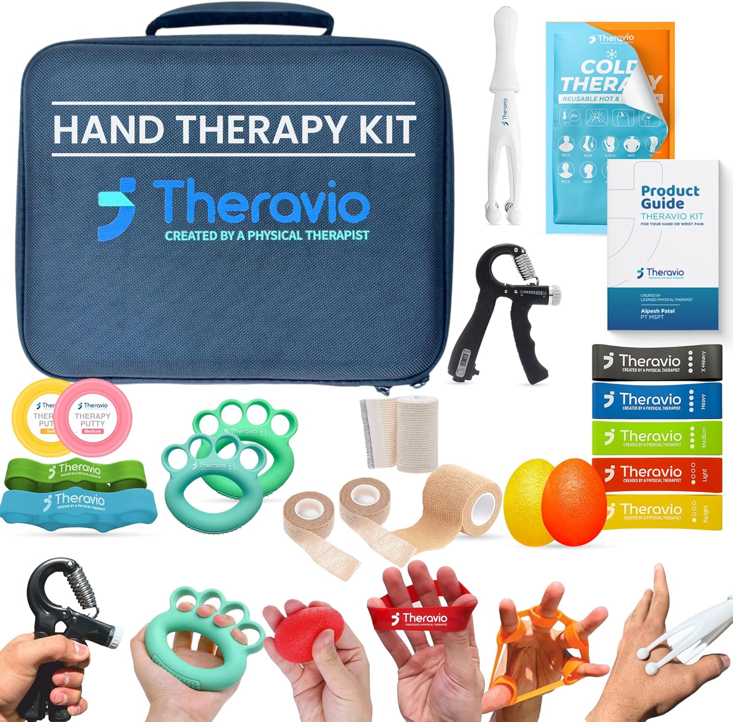 Hand Therapy Kit for Arthritis & Carpal Tunnel, Grip and Finger Strength Trainer

