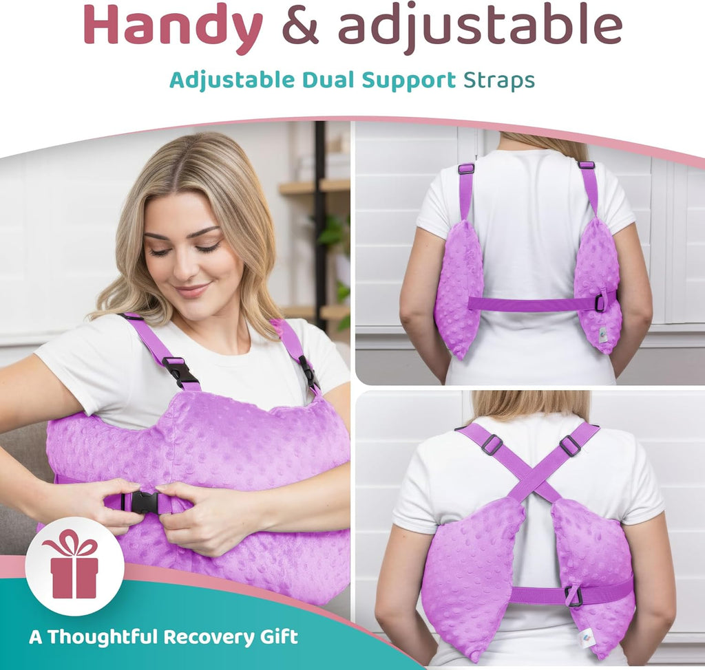 Zomaple Mastectomy Recovery Pillow with Strap, Seat Belt Cover and Gel Pack

