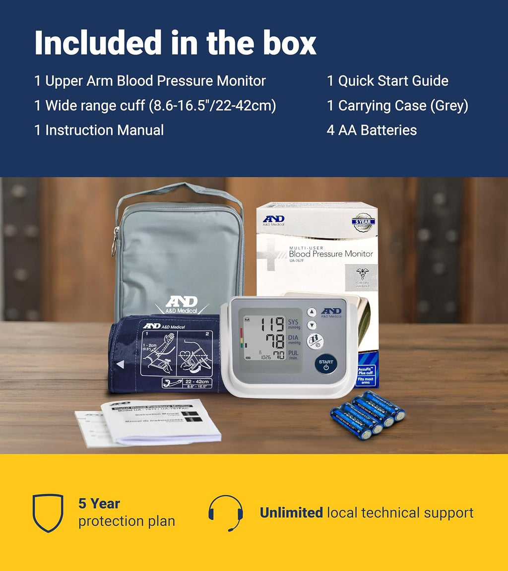 A&D UA-767F Upper Arm Digital Blood Pressure Monitor with Wide-Range Cuff

