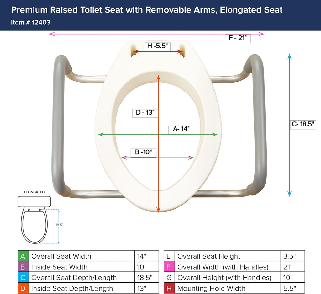 Drive Medical Toilet Riser with Removable Arms, Premium Height Support, 3.5 in

