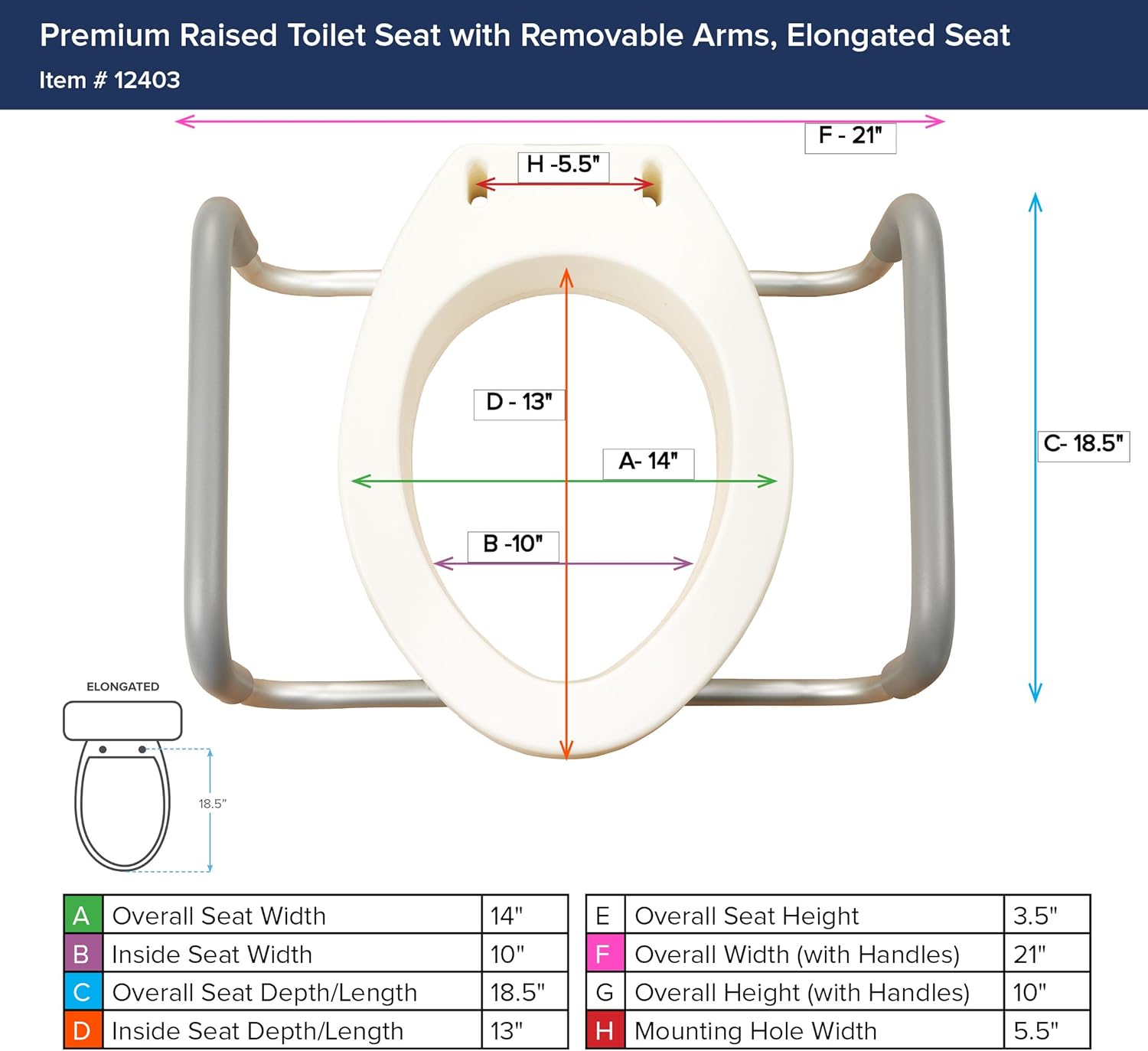 Drive Medical Toilet Riser with Removable Arms, Premium Height Support, 3.5 in

