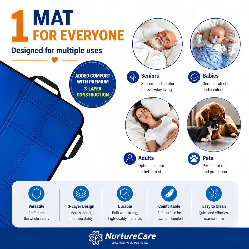 NurtureCare Positioning Bed Pad with Handles, Waterproof Transfer Sheet

