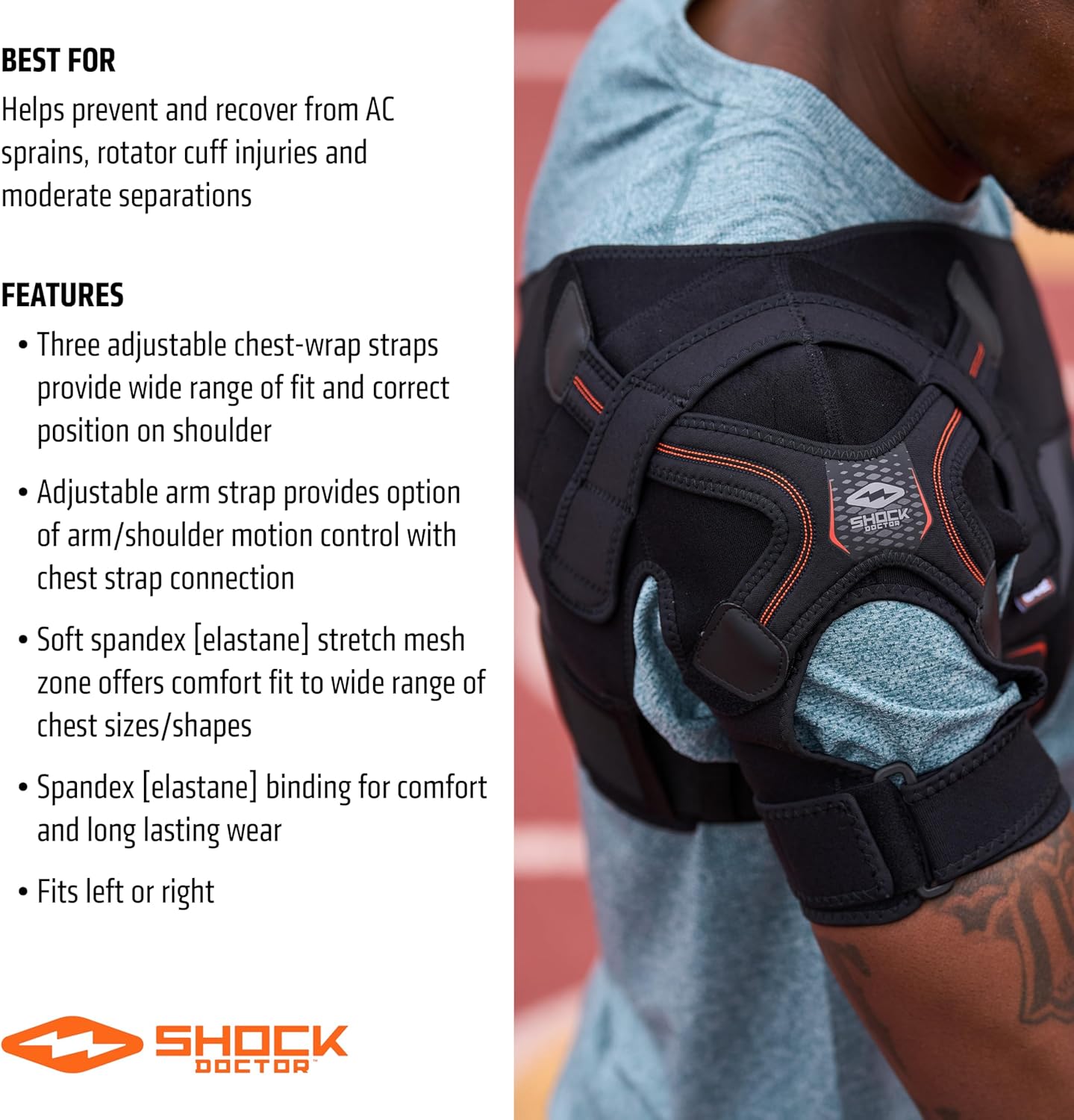 Shock Doctor Shoulder Brace for Men, Rotator Cuff and AC Sprain Support

