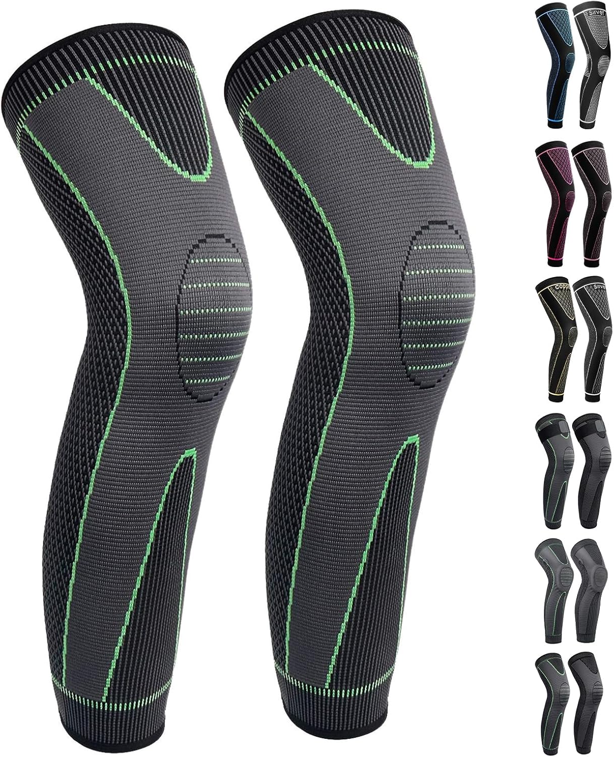 Spandex Full Leg Compression Sleeves with Knee Support for Running & Cycling

