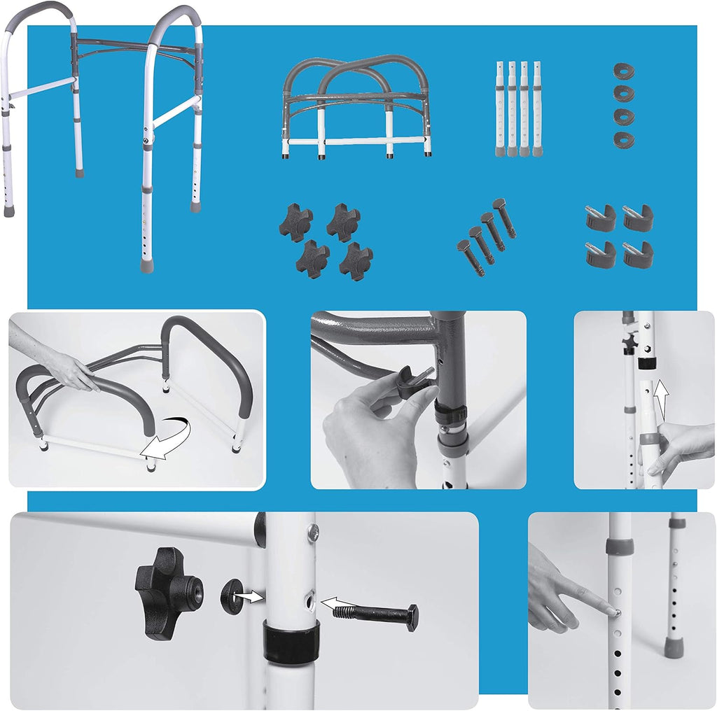 Carex Adjustable Toilet Safety Rail with Handles, Non-Slip Padded Grab Bar Frame

