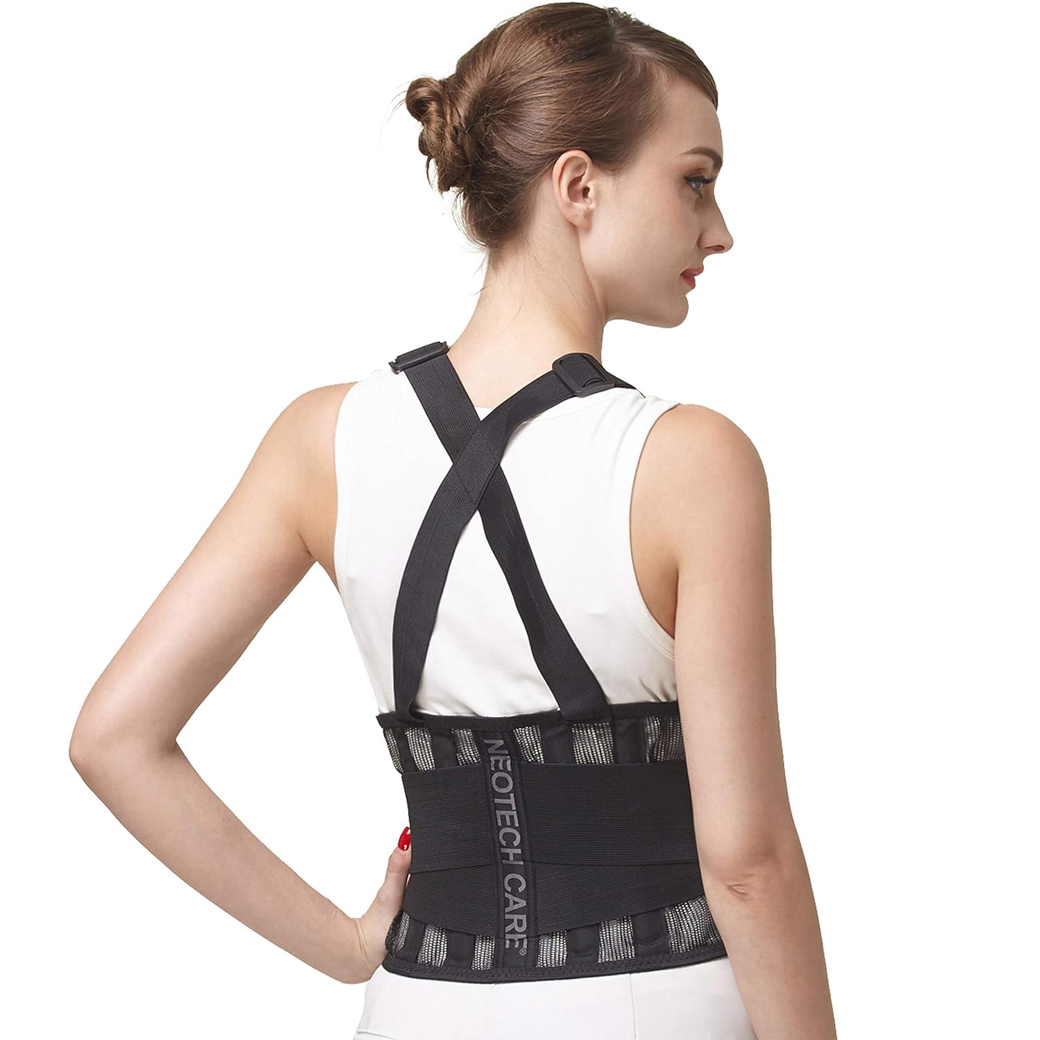 NeoTech Care Back Brace with Suspenders Shoulder Straps Lumbar Support Belt

